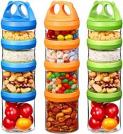 seleware portable stackable food storage containers for snacks formula powder and drinks twist lock system airtight leak-proof bpa and phthalate free blue green and orange logo