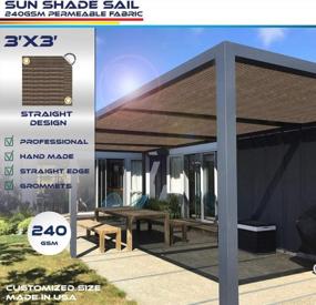 img 3 attached to Windscreen4Less Rectangle Sun Shade Sail 3Ft X 3Ft Heavy Duty 240GSM Outdoor Pergola Cover UV Block Fabric Brown