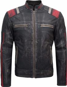 img 4 attached to Revamp Your Biker Style With Retro Cafe Racer Leather Jacket For Men