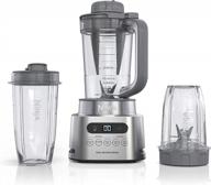 ninja ss151 twisti blender duo - 1600 wp smoothie maker & nutrient extractor, 5 functions + smarttorque, 34-oz. pitcher & (2) to-go cups, gray логотип