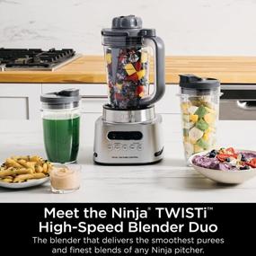 img 3 attached to Ninja SS151 TWISTi Blender DUO - 1600 WP Smoothie Maker & Nutrient Extractor, 5 Functions + SmartTORQUE, 34-Oz. Pitcher & (2) To-Go Cups, Gray