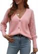 ecowish women's ribbed knit long sleeve v-neck button down cardigan sweater - casual and comfortable logo