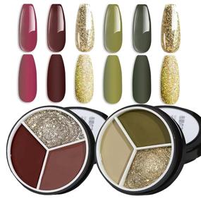 img 4 attached to 💅 Discover the Versatility: 3-in-1 Solid Gel Nail Polish Palette with 6 Luscious Cream Colors - Professional Salon Quality for DIY at Home Salon-Green Cherry