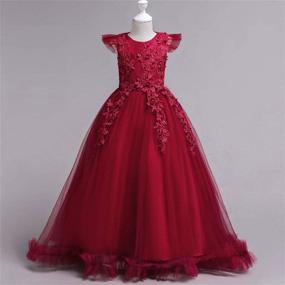 img 3 attached to Bridesmaid Wedding Princess Communion Burgundy Girls' Clothing ~ Dresses