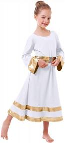 img 1 attached to Glittering Gold Liturgical Dancewear For Girls: Long Sleeve Robe With Sequin Belt For Worship, Praise Dance And More