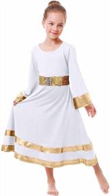 img 2 attached to Glittering Gold Liturgical Dancewear For Girls: Long Sleeve Robe With Sequin Belt For Worship, Praise Dance And More