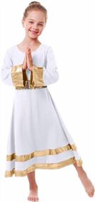 img 4 attached to Glittering Gold Liturgical Dancewear For Girls: Long Sleeve Robe With Sequin Belt For Worship, Praise Dance And More