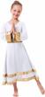 glittering gold liturgical dancewear for girls: long sleeve robe with sequin belt for worship, praise dance and more logo