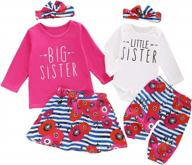 🌸 набор одежды в цветочно-полосатом стиле - комплект одежды для старшей и младшей сестры от aslaylme логотип
