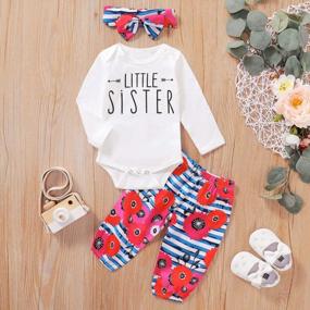 img 3 attached to 🌸 Floral Stripe Clothes Set - Big Sister Little Sister Matching Outfits by Aslaylme