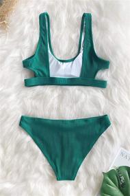 img 1 attached to 👙 CUPSHE Womens Emerald Velvet Backless Swimsuits & Cover Ups: Chic Women's Clothing for Beach & Pool