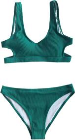img 3 attached to 👙 CUPSHE Womens Emerald Velvet Backless Swimsuits & Cover Ups: Chic Women's Clothing for Beach & Pool