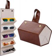 5 slot foldable travel eyeglass case storage box - sunglasses organizer for multiple pairs of glasses and hanging eyewear holder logo