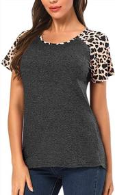 img 4 attached to Plus Size Women'S O-Neck Leopard Print Patchwork Blouse Tops By ASHLONE - Casual & Loose Fit!