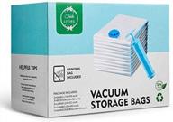 12-pack tashiliving vacuum storage bags in various sizes & hand-pump, 80% space-saving for clothing, includes cloth hanging bag for travel логотип