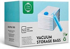 img 4 attached to 12-Pack TashiLiving Vacuum Storage Bags In Various Sizes & Hand-Pump, 80% Space-Saving For Clothing, Includes Cloth Hanging Bag For Travel