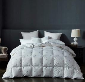 img 4 attached to Queen Size Goose Down Comforter Quilt - 100% Cotton Shell, 8 Tabs, Crown Design & All-Season Comfort | SHEONE