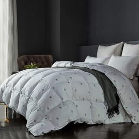 img 3 attached to Queen Size Goose Down Comforter Quilt - 100% Cotton Shell, 8 Tabs, Crown Design & All-Season Comfort | SHEONE