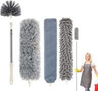 🧹 clonynix microfiber duster set - 4 pack of long feather dusters with 100-inch extension pole - reusable and bendable cobweb dusters for cleaning ceiling fan, car, computer, blinds, furniture logo