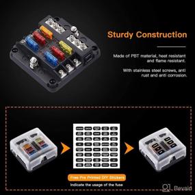 img 1 attached to Extractme 6-Way Blade Fuse Block with Negative Bus, LED Indicator & Waterproof Cover - Fuse Box Panel for 12V/24V Vehicles, Boats, and Marine - 12 Circuit Fuse Holder (Includes 12pcs Fuses)