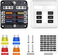 extractme 6-way blade fuse block with negative bus, led indicator & waterproof cover - fuse box panel for 12v/24v vehicles, boats, and marine - 12 circuit fuse holder (includes 12pcs fuses) logo