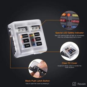 img 2 attached to Extractme 6-Way Blade Fuse Block with Negative Bus, LED Indicator & Waterproof Cover - Fuse Box Panel for 12V/24V Vehicles, Boats, and Marine - 12 Circuit Fuse Holder (Includes 12pcs Fuses)