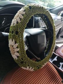 img 2 attached to 🌻 Handcrafted Crochet Steering Wheel Cover with Sunflower Design - Ideal for Women and Girls (Includes Steering Wheel Cover and 1 Belt Cover)