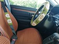 🌻 handcrafted crochet steering wheel cover with sunflower design - ideal for women and girls (includes steering wheel cover and 1 belt cover) логотип