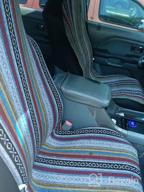 img 1 attached to 4Pcs Universal Car, SUV & Truck Front Seat Cover Baja Blanket Bucket Stripe Colorful Cute Copap With Seat-Belt Pad Protectors. review by James Daniels