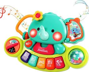 img 4 attached to Zooawa Light Up Baby Piano Toy: идеальный музыкальный подарок для мальчиков и девочек в возрасте от 6 до 18 месяцев - игрушка-пианино с слоном на клавиатуре на Рождество и 1 год