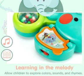 img 3 attached to Zooawa Light Up Baby Piano Toy: идеальный музыкальный подарок для мальчиков и девочек в возрасте от 6 до 18 месяцев - игрушка-пианино с слоном на клавиатуре на Рождество и 1 год