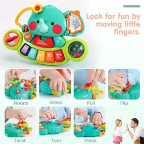 img 2 attached to Zooawa Light Up Baby Piano Toy: идеальный музыкальный подарок для мальчиков и девочек в возрасте от 6 до 18 месяцев - игрушка-пианино с слоном на клавиатуре на Рождество и 1 год