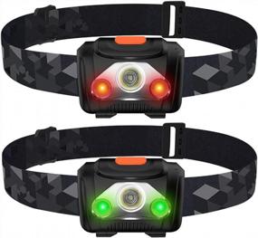 img 4 attached to XLENTGEN Waterproof LED Headlamp 2 Pack With White, Red And Green Light Modes - Ideal For Camping, Jogging, Fishing, Reading - Powered By AAA Batteries
