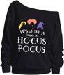 get ready for halloween with our women's off shoulder graphic sweatshirt logo