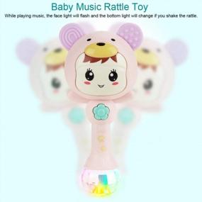 img 1 attached to Pink Baby Hand Bells With Cute Cartoon Characters - Educational Electronic Music Rattles For Infants Over 18 Months Old With Shaking, Grabbing, And Hammering Toy Options
