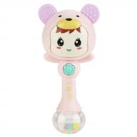 pink baby hand bells with cute cartoon characters - educational electronic music rattles for infants over 18 months old with shaking, grabbing, and hammering toy options logo