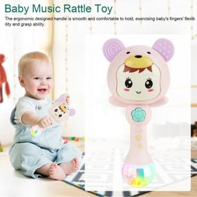 img 3 attached to Pink Baby Hand Bells With Cute Cartoon Characters - Educational Electronic Music Rattles For Infants Over 18 Months Old With Shaking, Grabbing, And Hammering Toy Options