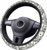 💲 dollars banknote print steering wheel cover: non-slip & funny design universal accessory for cars, trucks, vans, suvs, sedans - qicenit logo
