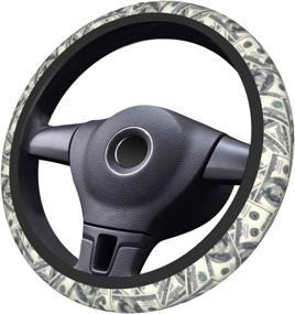img 4 attached to 💲 Dollars Banknote Print Steering Wheel Cover: Non-Slip & Funny Design Universal Accessory for Cars, Trucks, Vans, SUVs, Sedans - QICENIT