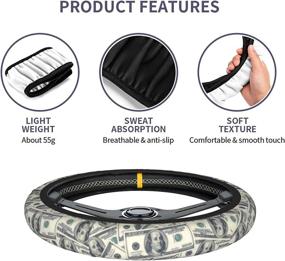 img 1 attached to 💲 Dollars Banknote Print Steering Wheel Cover: Non-Slip & Funny Design Universal Accessory for Cars, Trucks, Vans, SUVs, Sedans - QICENIT