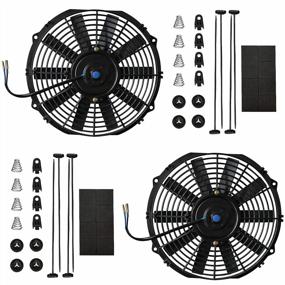 img 4 attached to Electric Radiator Cooling Fan - MuHize 12" Universal High Performance Fans(2023 New), Puller Electric Radiator Cooling Assembly 12V 80W With Mount Kit (Pack Of 2)