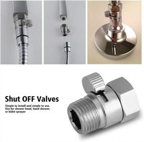 img 1 attached to Water-Saving Shower Head Flow Control Valve: Solid Brass Shut-Off Valve With Convenient Short Switch For Hand Bidet Sprayer, Universal Replacement Part