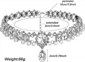 img 3 attached to Fashion Womens Pearl & Crystal Diamond Chunky Choker Pendant Bib Necklace