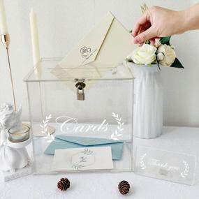 img 2 attached to 💍 OurWarm Wedding Card Box with Lock, Clear Card Holder for Reception and Anniversary, Rustic Money Box for Shower, Birthday, Graduation - Decorative Wedding Decorations