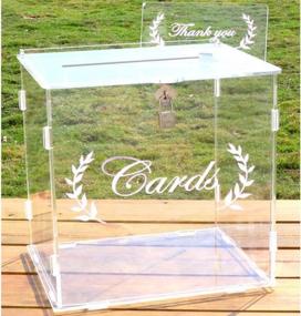 img 4 attached to 💍 OurWarm Wedding Card Box with Lock, Clear Card Holder for Reception and Anniversary, Rustic Money Box for Shower, Birthday, Graduation - Decorative Wedding Decorations