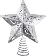 sparkle and shine this christmas with aneco's 8 inch glittered metal star tree topper in silver logo