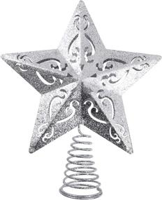 img 4 attached to Sparkle And Shine This Christmas With Aneco'S 8 Inch Glittered Metal Star Tree Topper In Silver