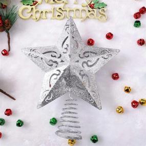 img 1 attached to Sparkle And Shine This Christmas With Aneco'S 8 Inch Glittered Metal Star Tree Topper In Silver
