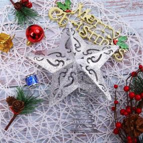 img 2 attached to Sparkle And Shine This Christmas With Aneco'S 8 Inch Glittered Metal Star Tree Topper In Silver
