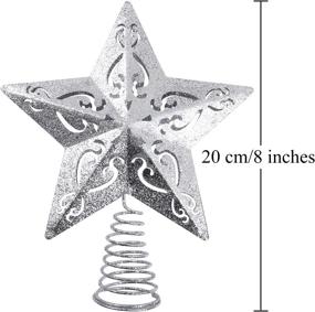 img 3 attached to Sparkle And Shine This Christmas With Aneco'S 8 Inch Glittered Metal Star Tree Topper In Silver